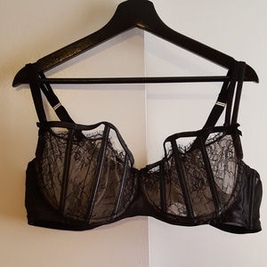 Sexy sheer and leather bra